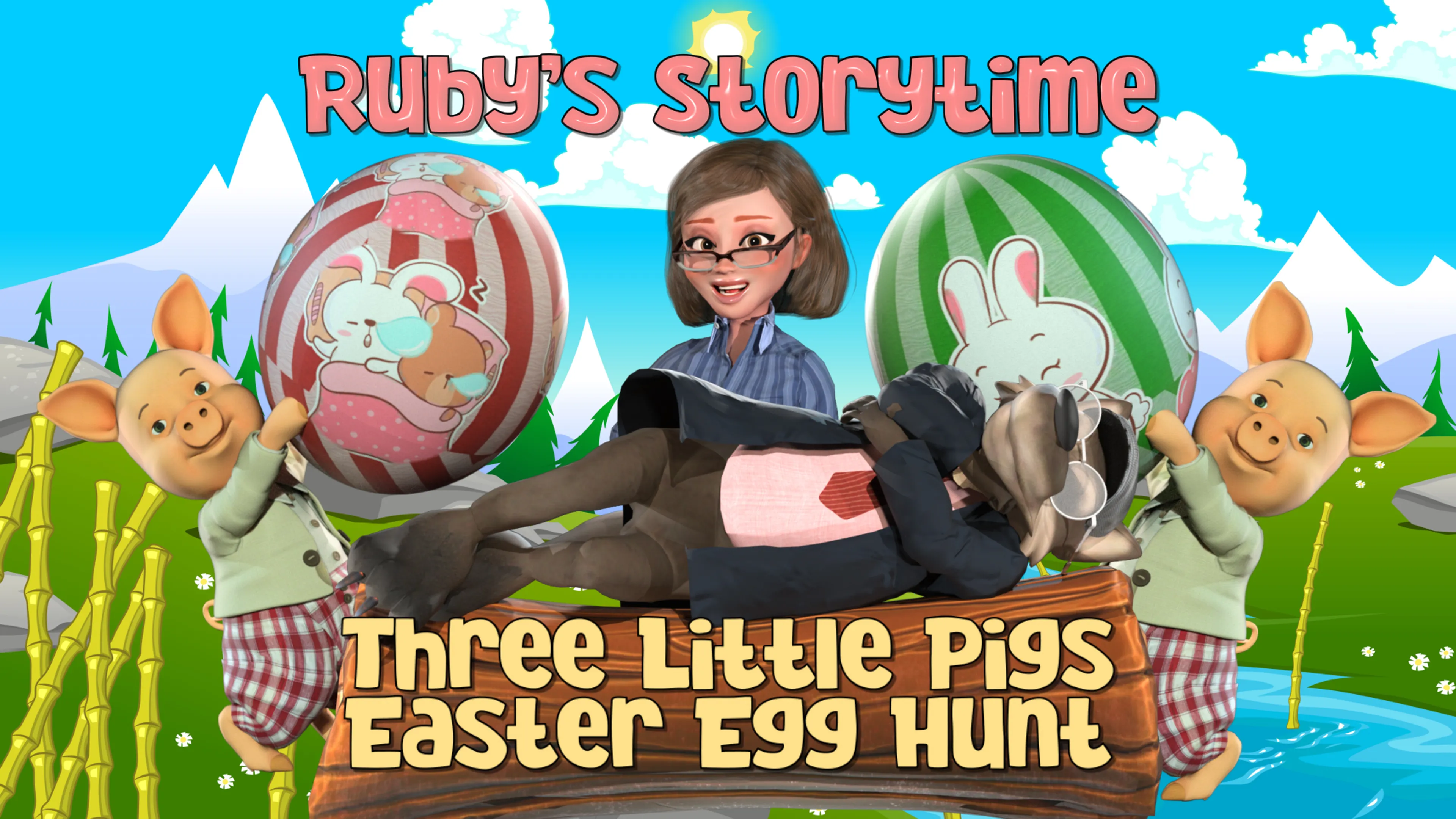 Three Little Pigs Easter Egg Hunt, Ruby's Storytime poster